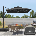 Cantilever Umbrella with Integrated Solar LED Bead Lights for Patios, Poolside Lounging & Garden Evenings