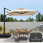 Cantilever Umbrella with Integrated Solar LED Bead Lights for Patios, Poolside Lounging & Garden Evenings