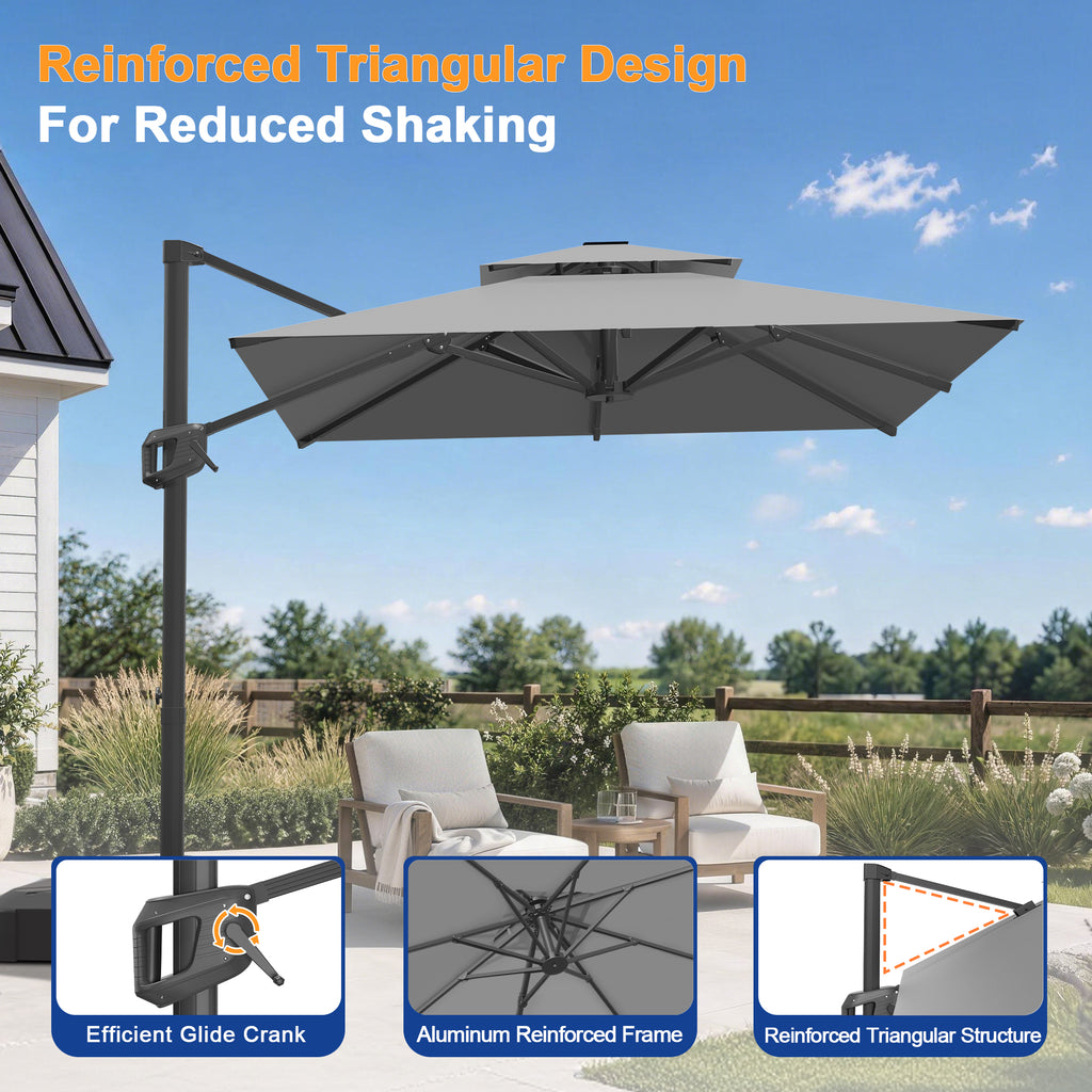 Heavy-Duty Cantilever Umbrella with Cross Base — Powder-Coated Aluminium Frame for Garden, Patio & Poolside
