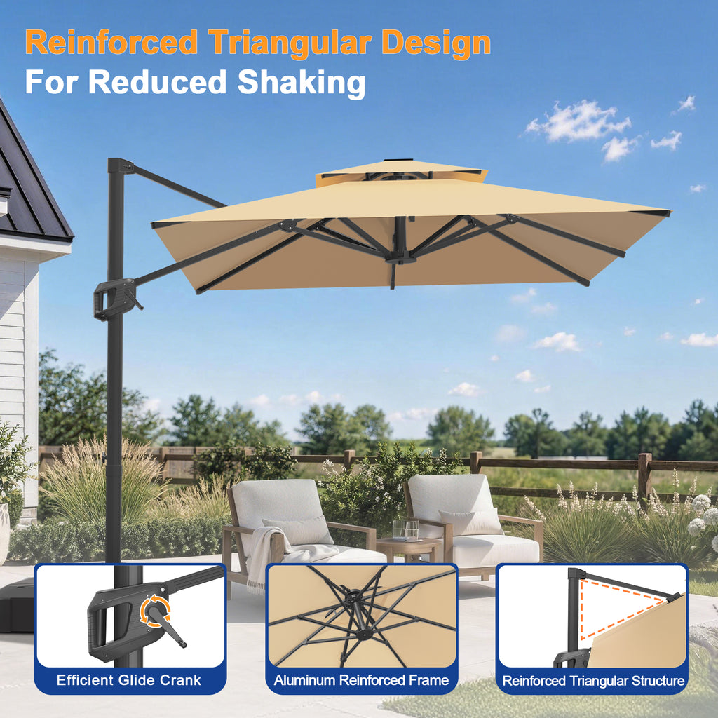 Heavy-Duty Cantilever Umbrella with Cross Base — Powder-Coated Aluminium Frame for Garden, Patio & Poolside