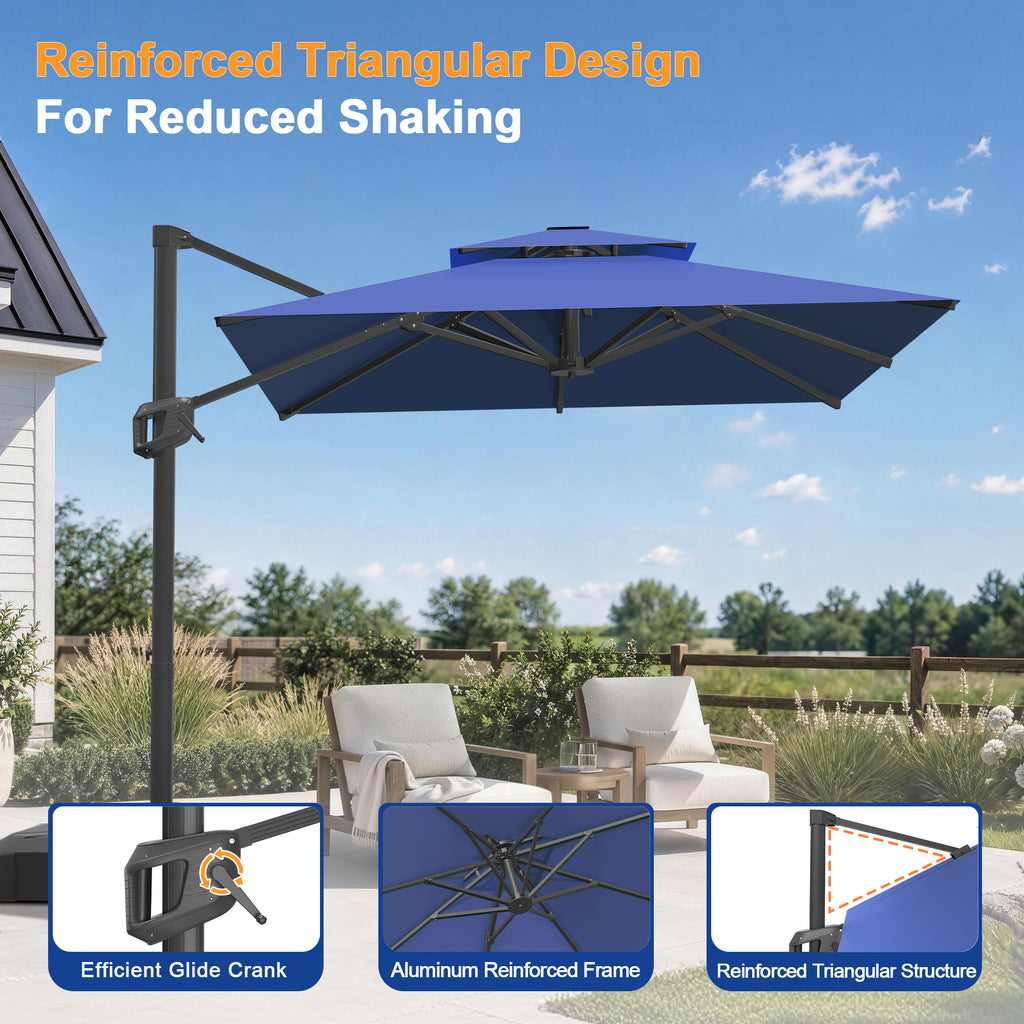 Heavy-Duty Cantilever Umbrella with Cross Base — Powder-Coated Aluminium Frame for Garden, Patio & Poolside