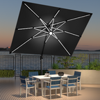 LED Cantilever Umbrella with Integrated Ribline Lighting for Outdoor Dining, Poolside Lounging & Garden Evenings